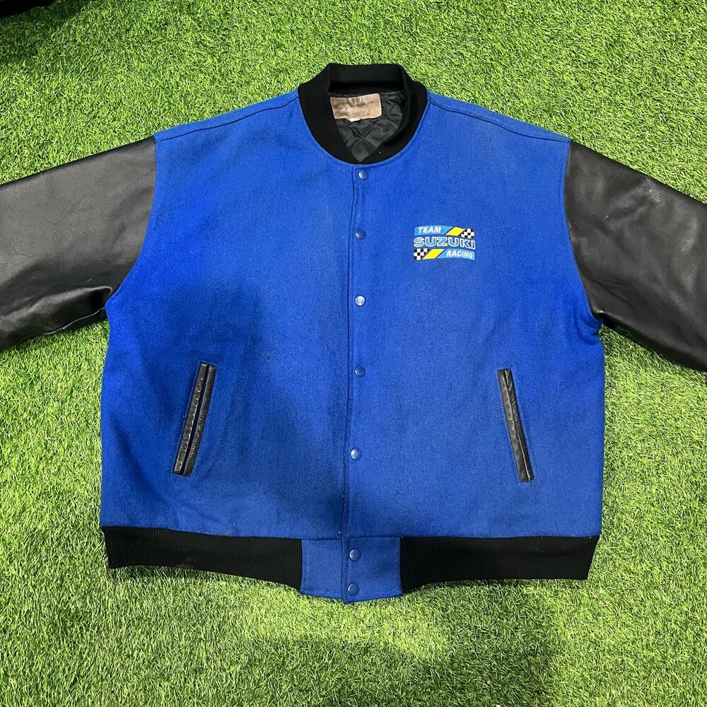 Vintage Team Suzuki Racing Dirt Bike Motocross Varsity Jacket